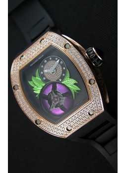 Richard Mille 19-02 Tourbillon Fleur Reloj Réplica Suizo en Oro Rosado