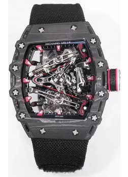 Richard Mille RM38-02 Reloj Carbono Caja Bubba Watson Correa Nylon Negra Movimiento Tourbillon Réplica Espejo 1:1