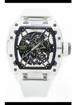 Richard Mille RM35-02 Rafael Nadal Caja de Zafiros Transparente con Genuino Tourbillon Reloj Super Clone