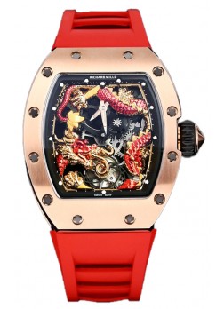 Richard Mille RM057 Dial Dragon Reloj Chapado Oro Rosado en Movimiento Suizo Automático
