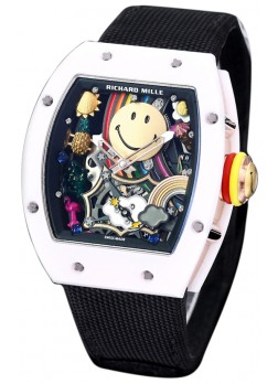 Richard Mille RM088 Smiley Tourbillon Caja Cerámic Negra Correa Nylon Negra Reloj Réplica