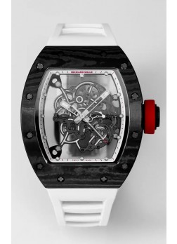 Richard Mille RM055 Caja Carbono Negra Goma Blanca Reloj Superclone 1:1 Genuino Tourbillon