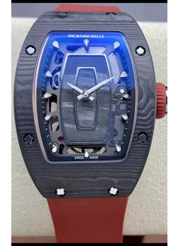 Richard Mille RM07 Caja Carbono Negro Goma Roja Reloj Superclone 1:1 Genuino Tourbillon