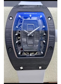 Richard Mille RM07 Caja Carbono Negra Correa blanca 1:1 Superclone Reloj Réplica Suiza 