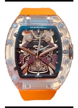 Richard Mille RM047 Samurai Genuino Tourbillon Reloj Correa Narajna Caja en Zafiro
