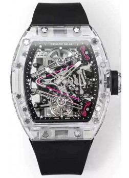 Richard Mille RM38-02 Zafiro Bubba Watson Genuino Movimiento Tourbillon Goma Negra Réplica Espejo 1:1