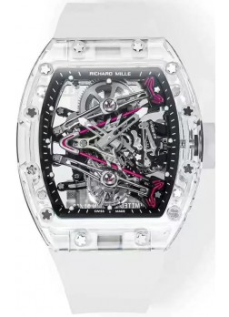 Richard Mille RM38-02 Zafiro Bubba Watson Genuino Movimiento Tourbillon Goma Translucida Réplica Espejo 1:1