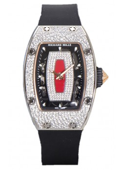 Richard Mille RM007 Superclone Reloj Réplica Suiza Automático Acero 904L Dial Rojo Pavimentado Diamantes