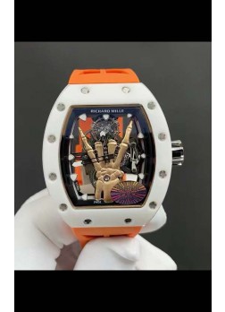 Richard Mille RM66 Flying Genuino Tourbillon Cerámica Blanca Correa Naranja Reloj Réplica Superclone