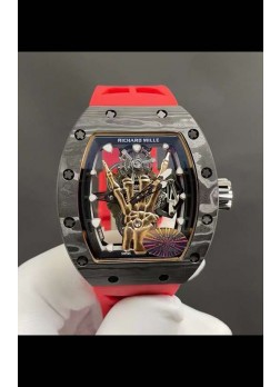 Richard Mille RM66 Flying Genuino Tourbillon Cerámica Negra Correa Roja Reloj Réplica Superclone