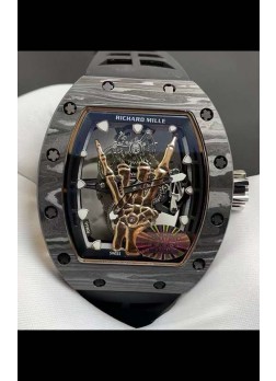 Richard Mille RM66 Flying Reloj Réplica Superclone Genuino Tourbillon Carbono Negro