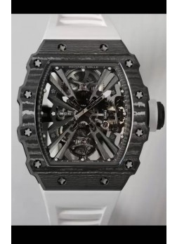 Richard Mille RM12-01 Caja Fibra de Carbono Genuino Movimiento Tourbillon Reloj Réplica Espejo 1:1