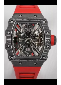 Richard Mille RM12-01 Caja Fibra de Carbono Genuino Movimiento Tourbillon Reloj Réplica Espejo 1:1