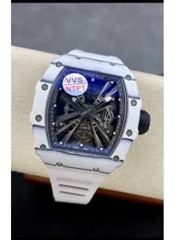 Richard Mille RM12-01 Caja Fibra de Carbono Blanca Genuino Movimiento Tourbillon Reloj Réplica Espejo 1:1