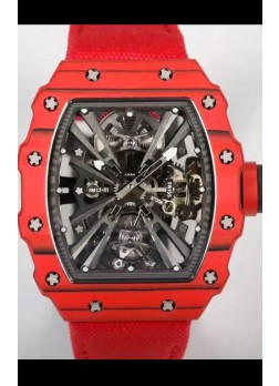 Richard Mille RM12-01 Caja Fibra de Carbono Genuino Movimiento Tourbillon Reloj Réplica Espejo 1:1