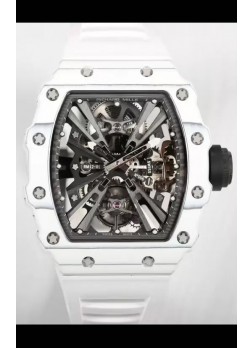 Richard Mille RM12-01 Caja Fibra de Carbono Blanca Genuino Movimiento Tourbillon Reloj Réplica Espejo 1:1