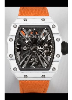 Richard Mille RM12-01 Caja Fibra de Carbono Blanca Genuino Movimiento Tourbillon Reloj Réplica Espejo 1:1