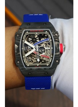 Richard Mille Super Clone RM67-02 Sebastien Ogier Black Carbon TPT 37 Gramos Reloj Correa Azul