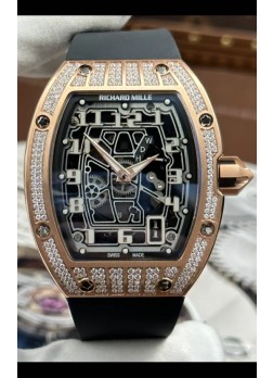 Richard Mille RM67-01 Oro Rosado Caja Caja Moissanitas Reloj Suizo Réplica 1:1