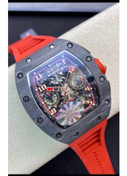 Richard Mille RM011 Felipe Massa Espejo 1:1 Caja de Carbono Forjado Negra Correa Roja