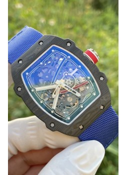 Richard Mille Super Clone RM67-02 Sebastien Ogier Negro Carbon TPT 37 Gramos Reloj Correa Azul