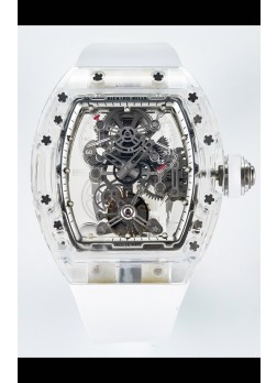 Richard Mille Super Clone 56-01 Caja Zafiro Transparente Reloj con Tourbillon Genuino