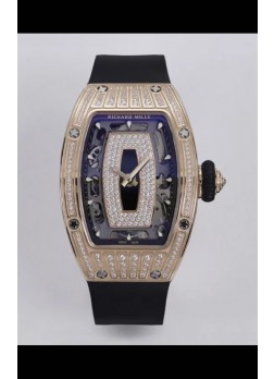 Richard Mille Super Clone RM07-01 Pavimentado en Diamantes 904L Caja Oro Rosado Automatic Reloj Réplica