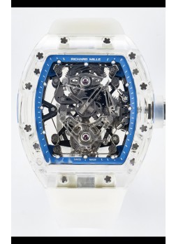 Richard Mille Super Clone 56-01 Caja Zafiro Transparente Reloj con Tourbillon Genuino