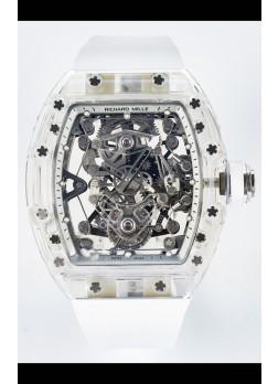 Richard Mille Super Clone 56-01 Caja Zafiro Transparente Reloj con Tourbillon Genuino