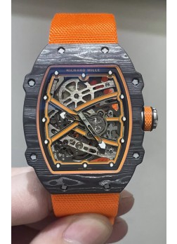 Richard Mille Super Clone RM67-02 Negro Carbon TPT 37 Gramos Reloj Correa Naranja