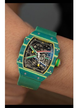 Richard Mille Super Clone RM67-02 Wayde Van Niekerk Verde Carbon TPT 37 Gramos Reloj Correa Verde