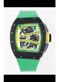 Richard Mille Super Clone RM61-01 Negro Ceramic Correa Verde Reloj Réplica Suizo