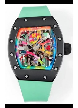 Richard Mille Super Clone RM68-01 Negro Caja Cerámica Correa Verde Tourbillon Réplica Suiza