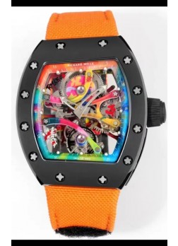 Richard Mille Super Clone RM68-01 Negro Caja Cerámica Correa Nylon Tourbillon Réplica Suiza