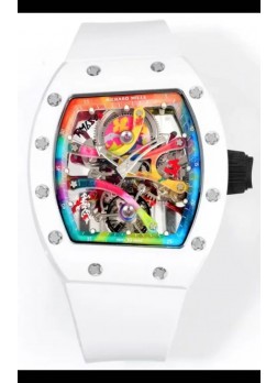 Richard Mille Super Clone RM68-01 Blanco Caja Cerámica Correa Blanca Tourbillon Réplica Suiza
