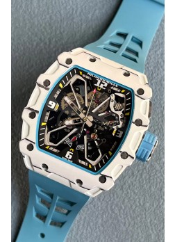Richard Mille RM35-03 Edición Rafael Nadal Caja Fibra de Carbono Blanca Reloj Réplica Espejo 1:1 Correa Azul