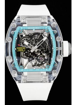 Richard Mille RM35-01 Rafael Nadal Caja en Zafiro Transparente con Tourbillon Genuino Reloj Super Clone