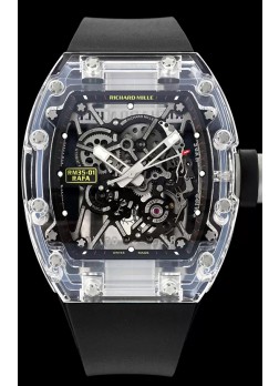 Richard Mille RM35-01 Rafael Nadal Caja en Zafiro Transparente con Tourbillon Genuino Reloj Super Clone