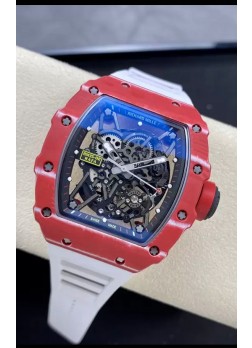 Richard Mille RM35-02 Rafael Nadal Caja de Fibra de Carobono Roja Red con Genuino Tourbillon Reloj Super Clon