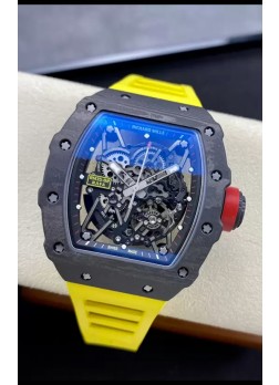 Richard Mille RM35-02 Rafael Nadal Caja de Fibra de Carbono con Tourbillon Genuino Reloj Super Clone