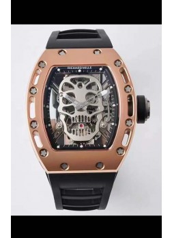 Richard Mille RM052 Skull Genuina Edición Tourbillon Caja en Oro Rosado