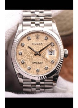Rolex Datejust 36MM Movimiento Cal.3135 Reloj Réplica Suizo en Acero 904L Dial Computadora Champange