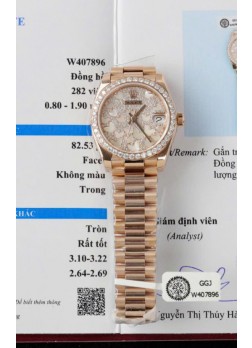 Reloj Rolex Datejust Super Clone con Dial de Mariposa Moissanitas de 31MM en Oro Rosado