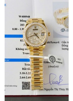 Reloj Rolex Datejust Super Clone Moissanitas Dial Mariposa 31MM Oro Amarillo