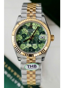 Reloj Rolex Datejust Movimiento Cal.3235 Super Clone Dos Tonos Oro Amarillo 31MM Dial con Motivo