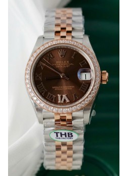 Rolex Datejust Calibre 3235, Movimiento Super Clone, Oro Rosado Dos Tonos 31MM - Dial Marrón