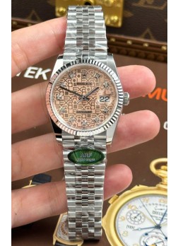 Rolex Datejust Super Clone Ca.3235, Dial Rosa Computadora, Caja de Acero, 36MM