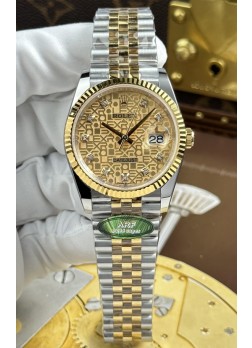 Rolex Datejust Super Clone Cal.3235, Dial Marrón Computarizado, Caja Dos Tonos Oro Amarillo, 36 mm