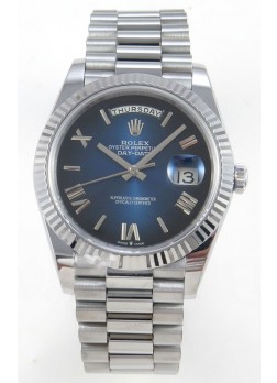 Rolex Day Date Super Clone Dial Azul Romanos 40MM 220 Gramos Reloj Réplica Suizo