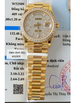 Reloj Rolex Day Date Super Clone Chapado en Oro Amarillo Personalizado Modificado con Diamantes Pavimentados